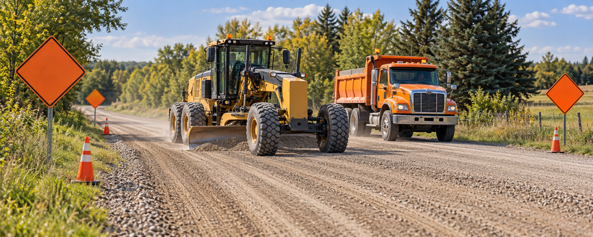 Tractor, Grader & Dump Truck
